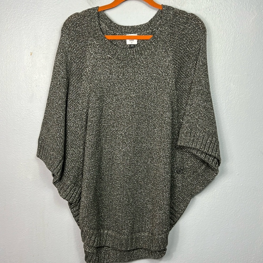 Cabi Shimmer Poncho Gray & Silver Sweater Medium